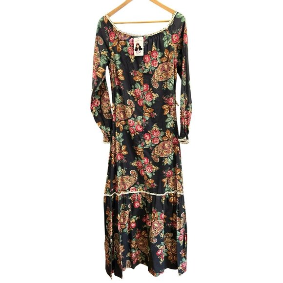 La Poubelle Vintage One of a Kind Floor Length Bohemian Floral Maxi Dress Small - Picture 5 of 9